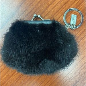 Coach black mink coin purse